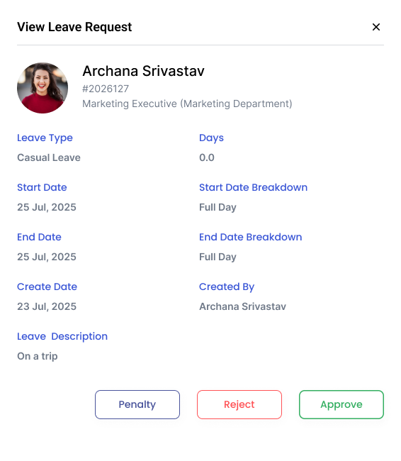 Leave Request UI Preview