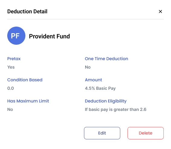 Deduction Management UI Preview